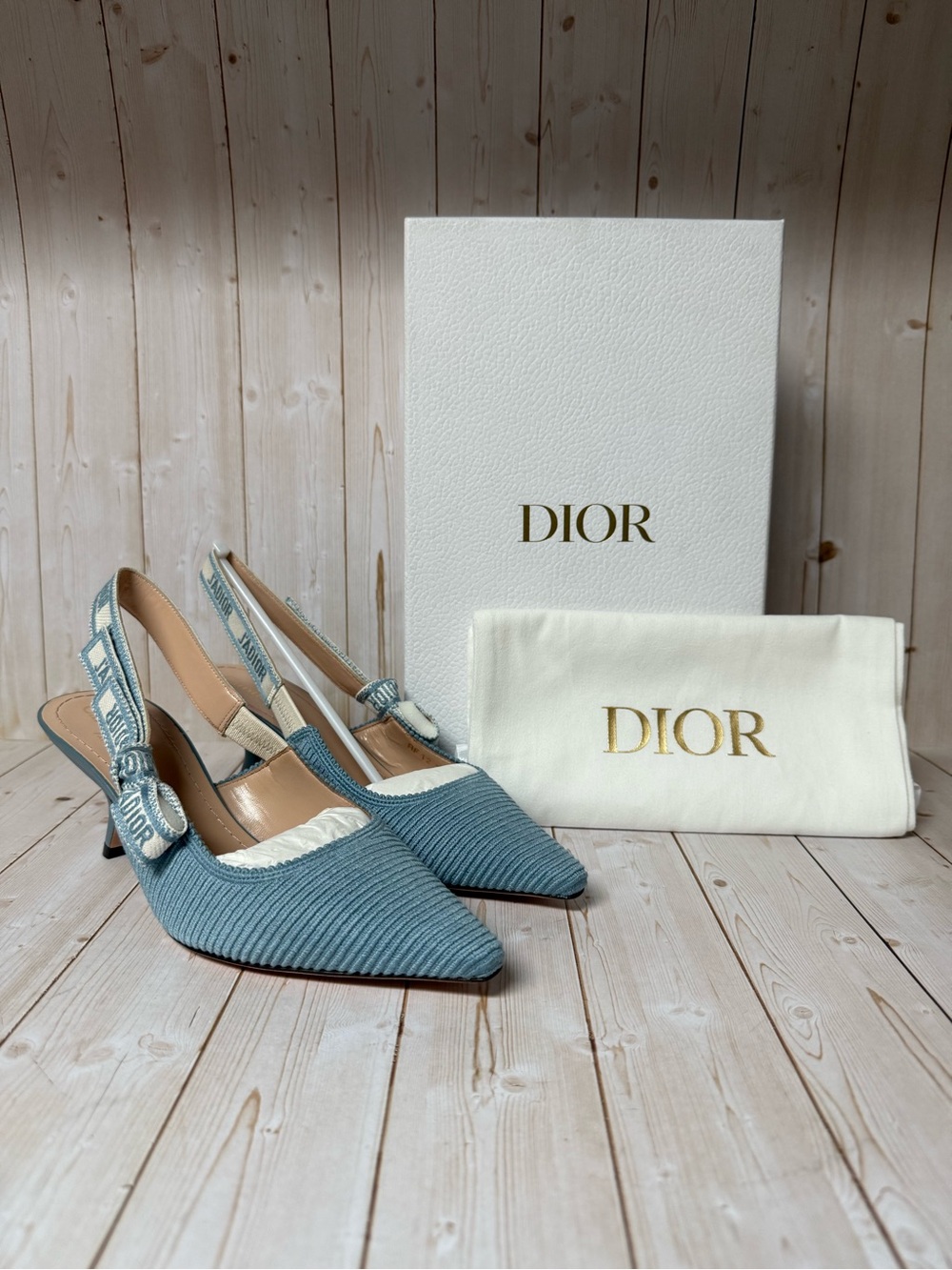 Christian Dior J’ADIOR Pointed Toe Slingback Pump Blue Pastel Sz 36.5 / 6.5